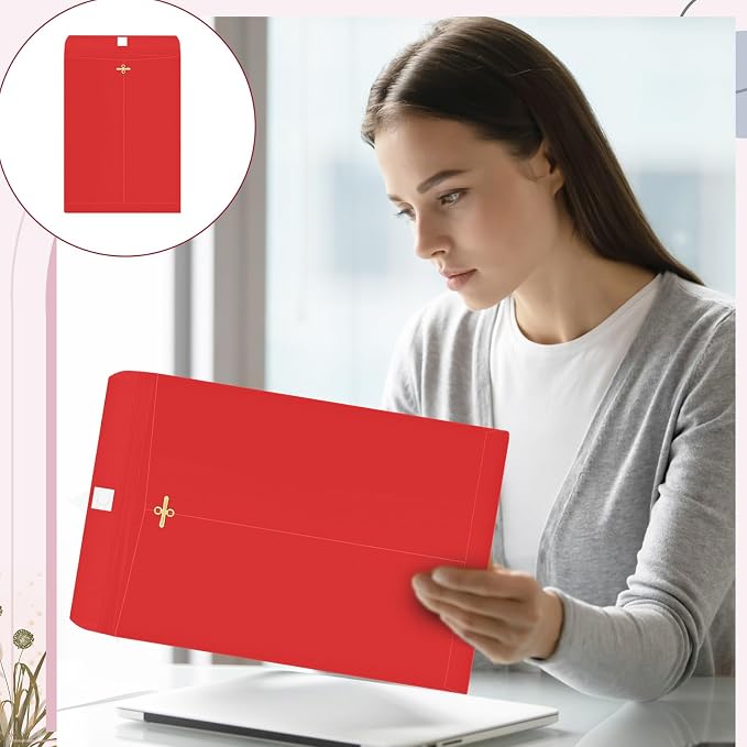 Geyee 200 Pcs Clasp Manilla Envelopes 9 x 12 Inch Gummed Colored Envelopes - Image 5