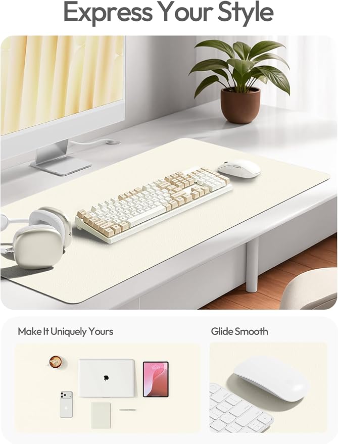 YSAGi Leather Desk Protector, Office Mat, Large Mouse Mat, Non-Slip PU Leather - Image 2