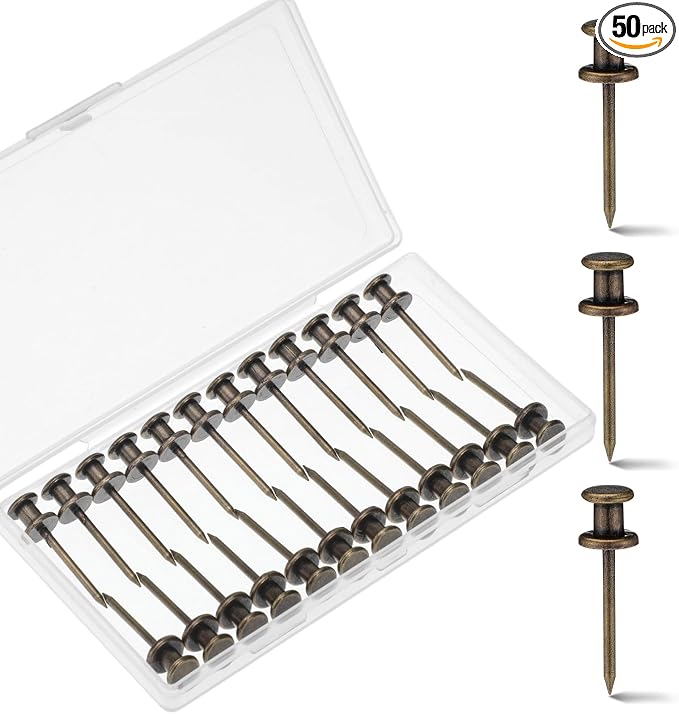 Watersay 50 Pcs Double Headed Picture Hanging Nails Long Push Pins by Unknown