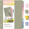 Sooez 8 Tabs Long-Lasting Plastic Write & Erase Large Tabs Dividers by Sooez