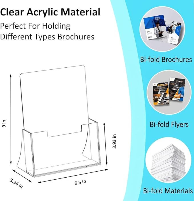 Acrylic Brochure Holder 6 x 9 Inch, 4 Pack Clear Acrylic Flyer Holder, Pamphlet - Image 2