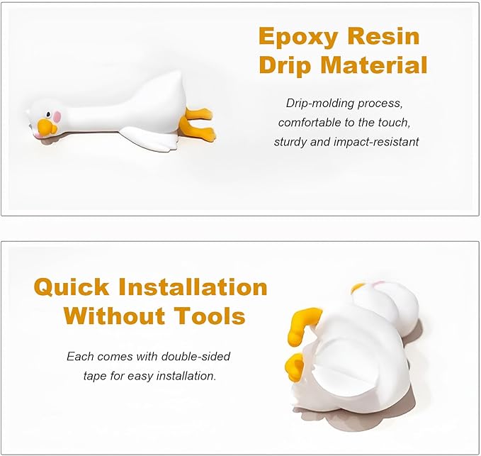 4 PCS Resin Goose Figurine Computer Monitor Decor, Cute Mini Goose Statues - Image 5