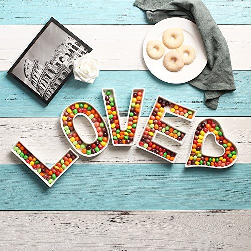 Coffeezone Ceramic Small Letter Candy Dishes Mini Nuts Plates, Party Table Decor - Image 4
