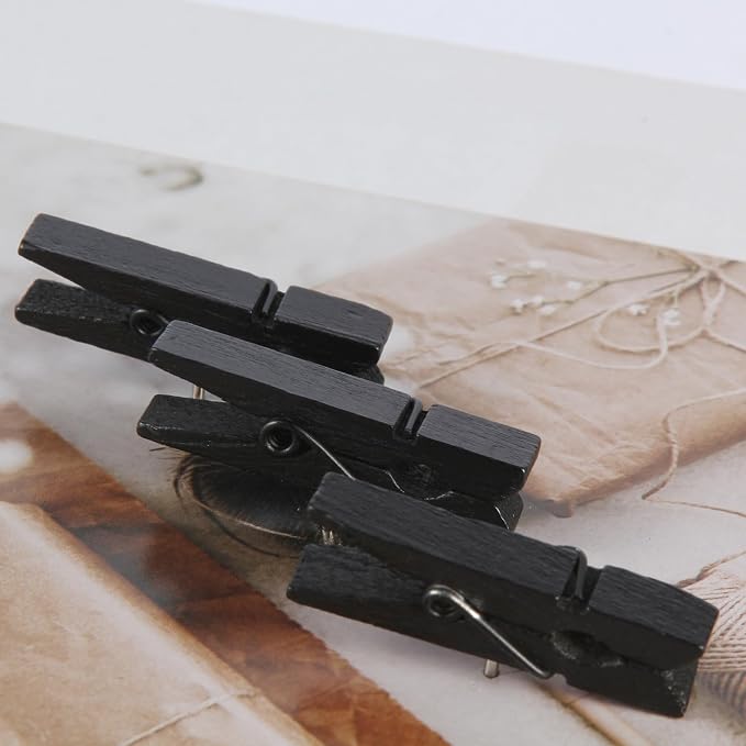 Black Push Pins, Spring-Loaded Wooden Clips | Damage-Free Cork Board Tacks - Image 7