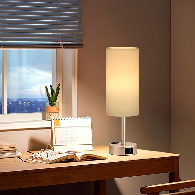 Antique White Bedside Table Lamp - Image 7
