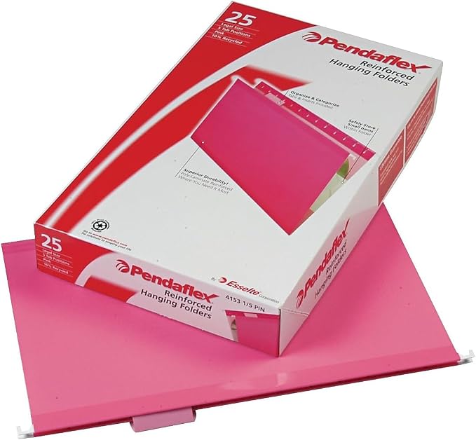 Pendaflex 04153 1/5 PIN Reinforced Hanging Folders, Legal Size, 1/5 Cut by TOPSProducts