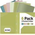 Sooez Folders with Pockets and Prong, 6 Pack, File Folders with Prongs by Sooez