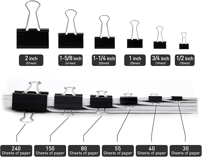 Mini Binder Clips, 432 Pack, 5/8 Inch, Standard 15mm, Metal Fold Clamp - Image 3