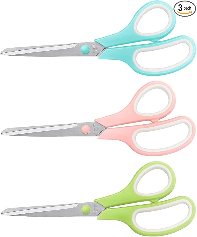 Scissors All Purpose Scissors for Office Home School, Soft Comfort-Grip by LONGKEY