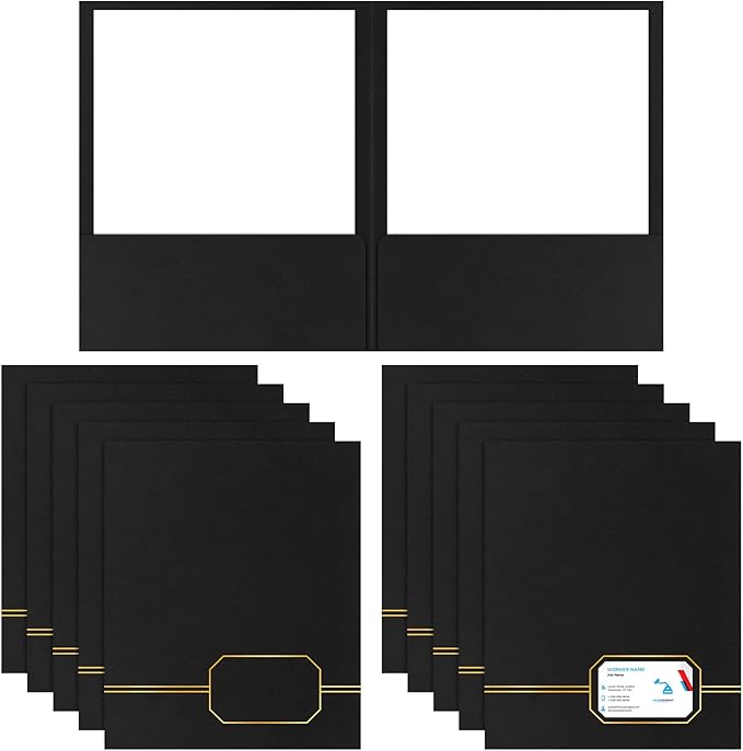 Kisston 10 Pack Executive Twin Pocket Folders Letter Size Black by Kisston