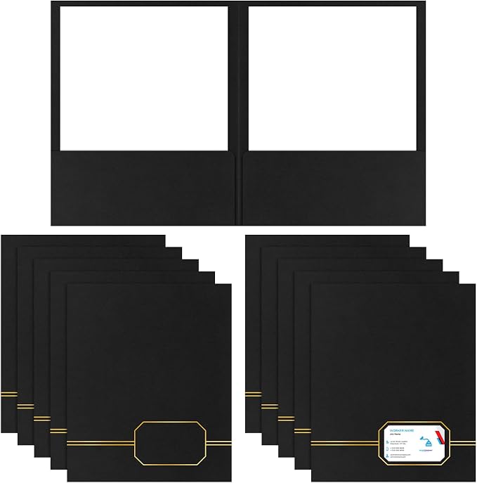 Kisston 20 Pack Executive Twin Pocket Folders Letter Size Black by Kisston