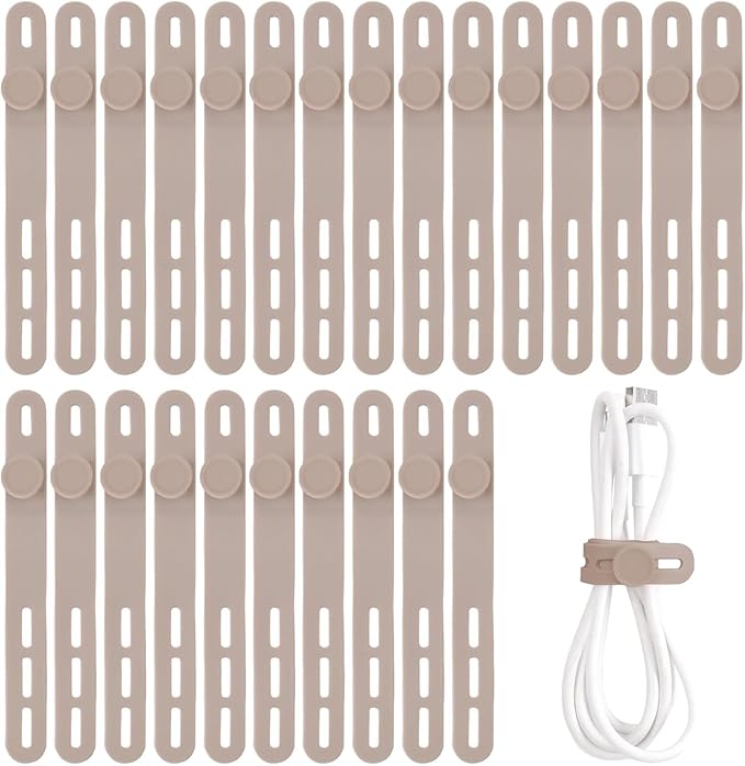 Oligei 25 Pcs Silicone Cable Ties, Cable Ties Reusable, High Elasticity Cord by Oligei
