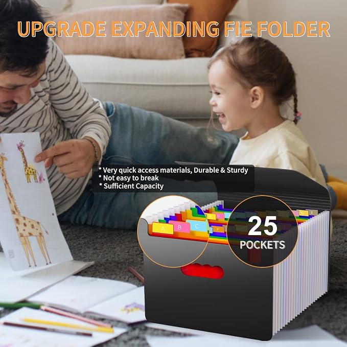 25 Pockets Accordion File Organizer Expanding File Folders - Image 6