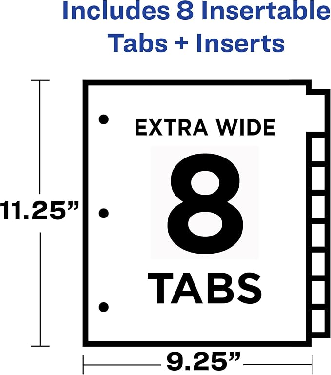 Avery Dividers for 3 Ring Binders, 8-Tab Sets, Two-Pocket Plastic Binder - Image 3