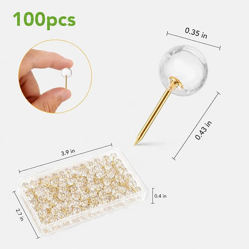 100 Pcs Clear Round Decorative Push Pins - Image 2