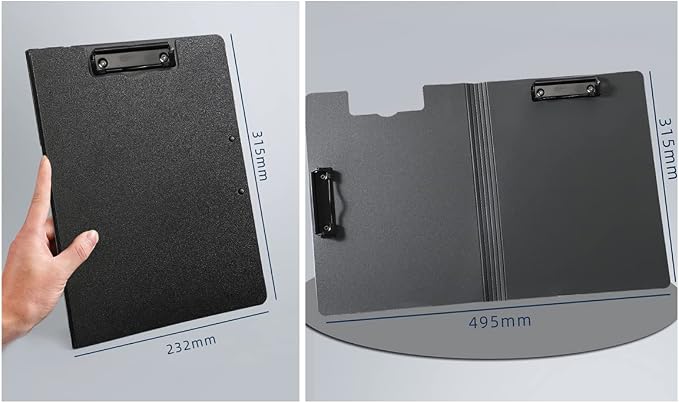 Black Clipboard Folder, A4 Clipboard Horizontal and Vertical Metal Clips | 2 - Image 2