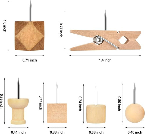 128Pcs Wood Push Pins, Thumb Tacks - Image 2