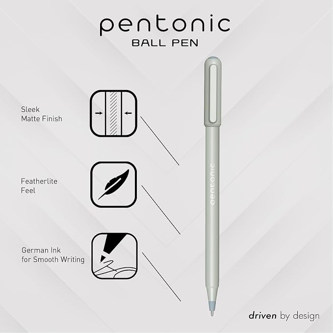 Pentonic Ballpoint Pens, Frosted Pale Gray Barrel - Image 2