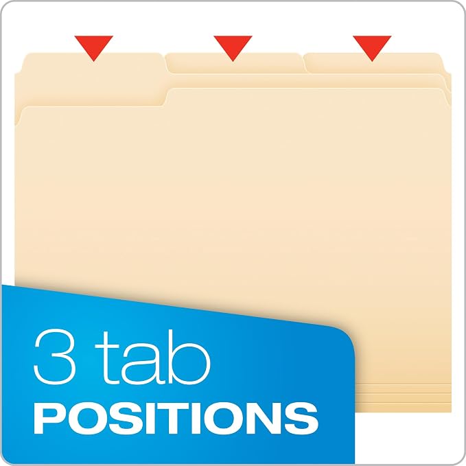Pendaflex File Folders, Letter Size, 1/3-Cut Tabs, Premium Paper Folders - Image 2
