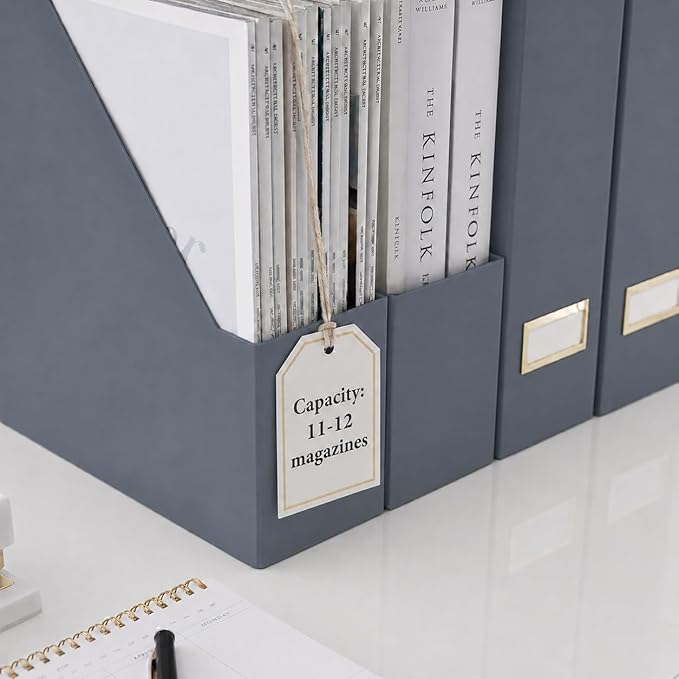 BLU MONACO | Set of 6 Foldable Grey Magazine File Holders - Image 5
