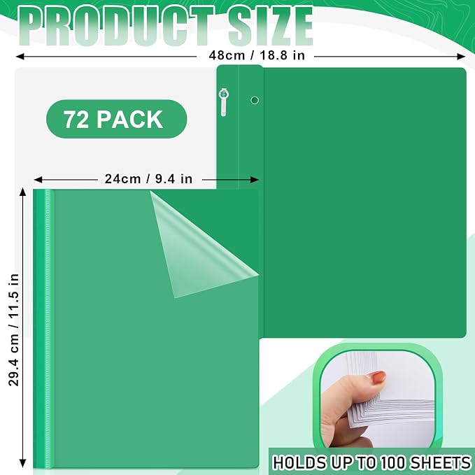 Teling 72 Pack Clear Front Report Covers Bulk Business Report Covers Plastic - Image 2