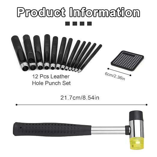 TLKKUE Hole Punch, Round Leather Working Hollow Punch Steel Heavy Duty Hole - Image 2