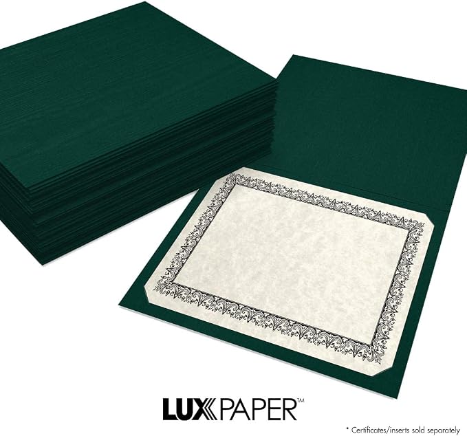 LUXPaper 9.5" x 12" Certificate Holders | Green Linen | 100lb. Cover | 250 Qty - Image 8