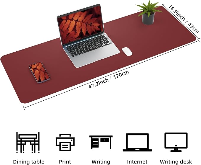 AFIING Leahter Desk Pad 47" x 17", Desk Cover mat | Natural Cork & PU Leather - Image 2