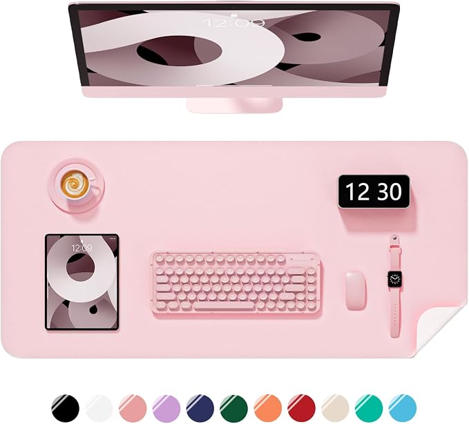 Desk Pad, 23.6" x 13.8" PU Leather Non-Slip Desk Mat Large Mouse Pad by Niniubye