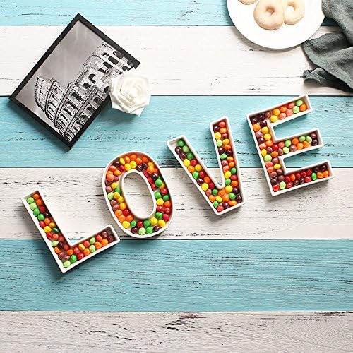 Coffeezone Small Porcelain Candy Dishes Letter Shaped Mini Nuts Plate - Image 6