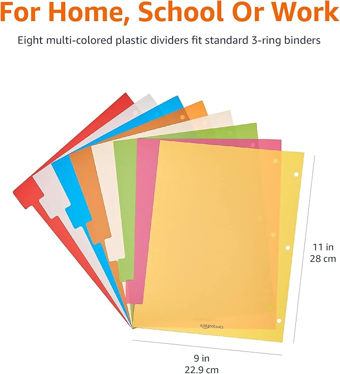 Amazon Basics 8-Tab Plastic Binder Dividers - Image 5