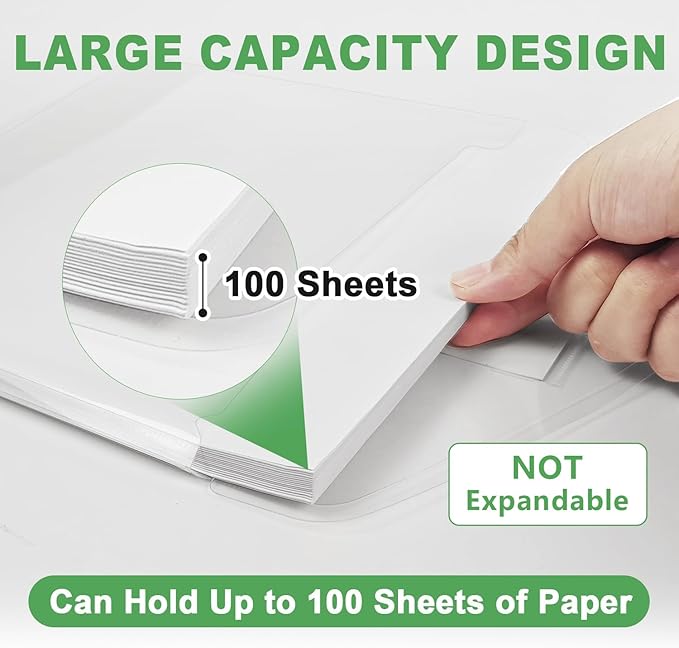 HOUYEE 12 Pack Clear Binder Pocket, 11 Holes Heavy-Duty Plastic Binder Pouch - Image 3