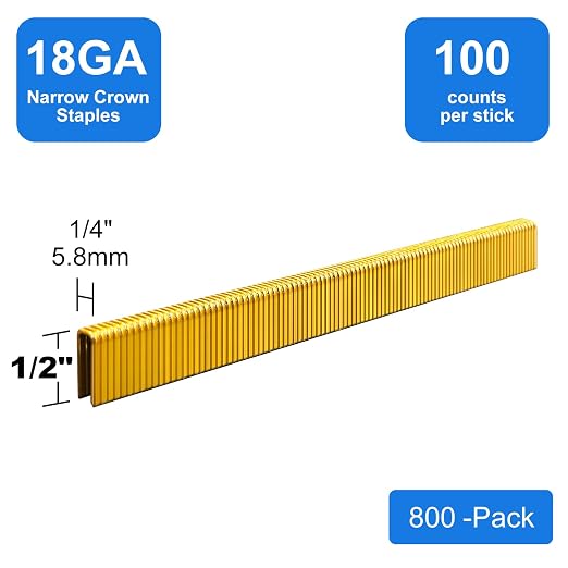 18 Gauge 1/4" Narrow Crown Staples 1/2" Leg Galvanized 800 Pack - Image 3