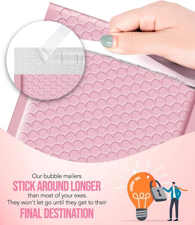 GSSUSA Light Pink Bubble Mailers, 4x8 Small Padded Envelopes, 800 Pack - Image 4
