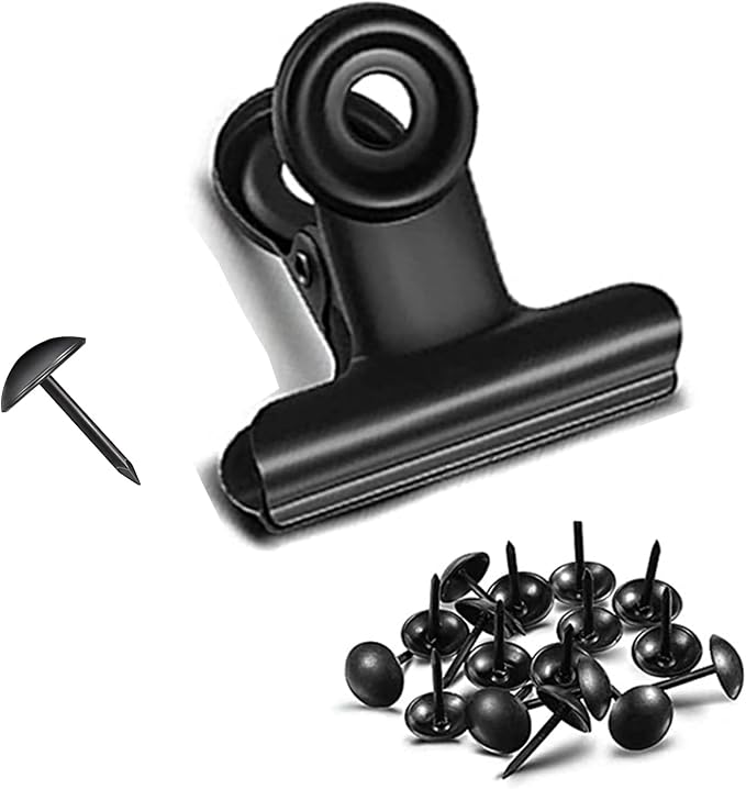 Bulldog Clips with Hole for Push-pin, Paper File Clips with Strong Spring by YUCHIYA