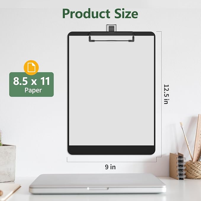 Black Clipboard with Pen Holder, 8.5 x 11 Clip Board - Image 2