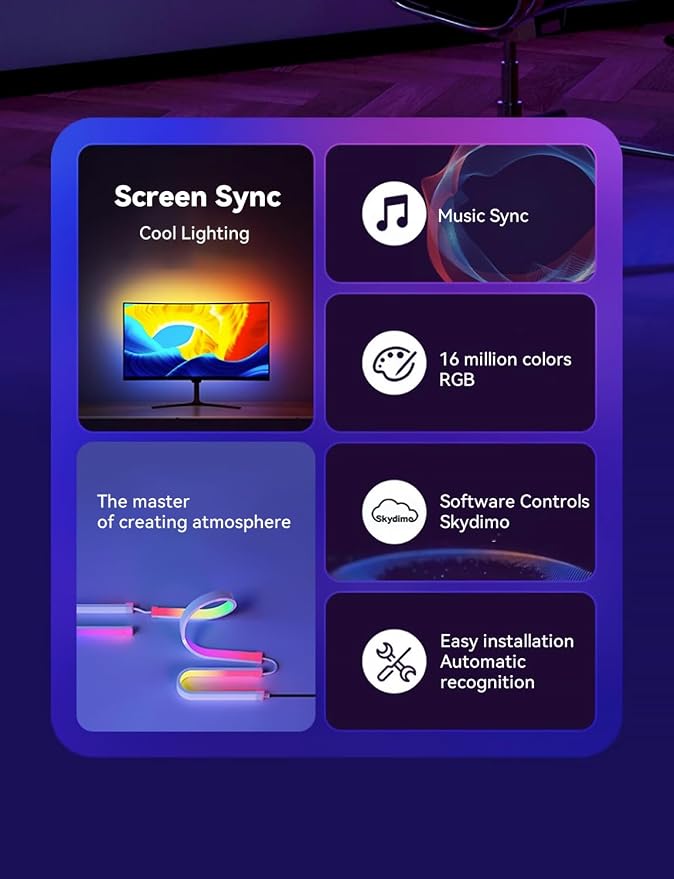 Monitor LED Backlights for PC & Mac, RGBIC LED Strip Lights that Sync - Image 5