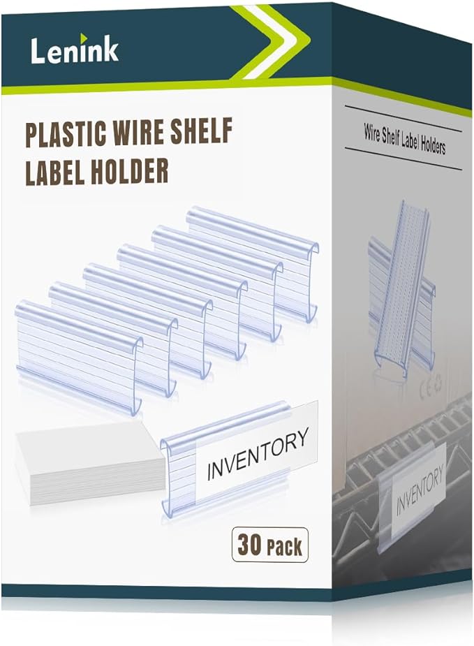 Lenink 30Pcs Wire Shelf Label Holders, Plastic Wire Rack Label Holder, by Lenink