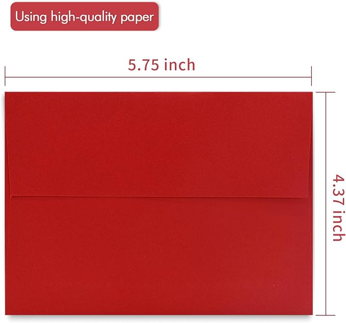 100 Pack A2 Red Envelopes Self Sealing Adhesive Perfect - Image 2