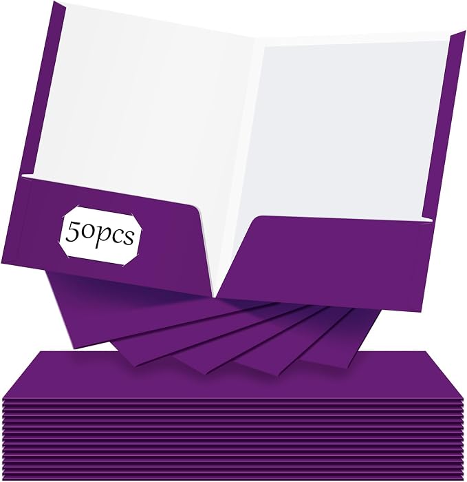Jutom 50 Pcs 2 Pocket Glossy Paper Folders Glossy Paper Laminated Portfolios by Jutom