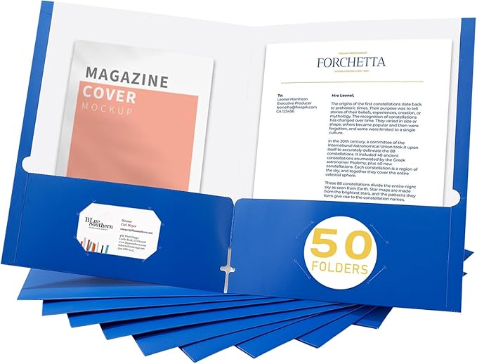 Zzrywuty File folders with Pockets, 50 Pack Paper Folders with Card Slot by Zzrywuty