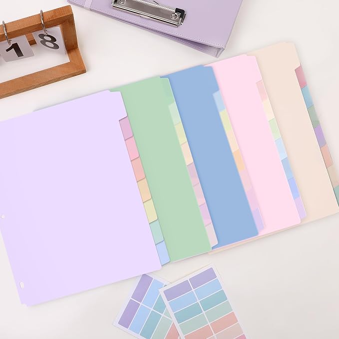 SKYDUE Durable Plastic 8-Tab Dividers, Big Tab Dividers - Image 9