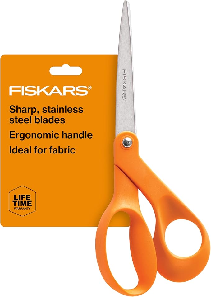 Fiskars 8" Original Orange-Handled Stainless Steel Scissors, Ergonomic and by Unknown