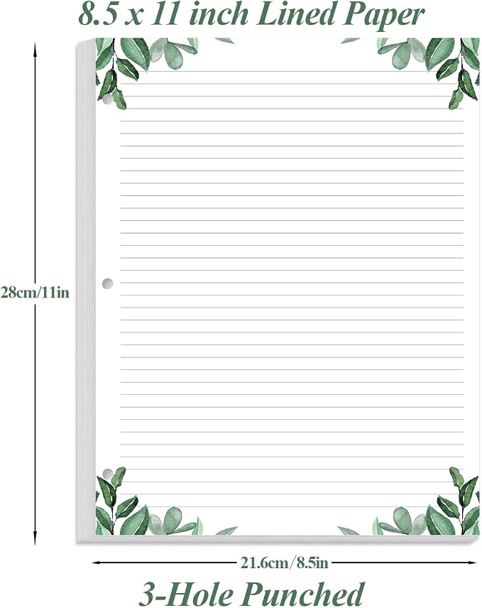 A4 Lined Refill Paper, 3-Hole Punched Ruled Filler Paper, 100Sheets / 200Pages - Image 4