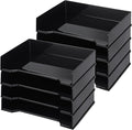 DoubleFill 8 Pcs Stackable Letter Tray Rectangular Plastic Desk Organizer 13 x by DoubleFill
