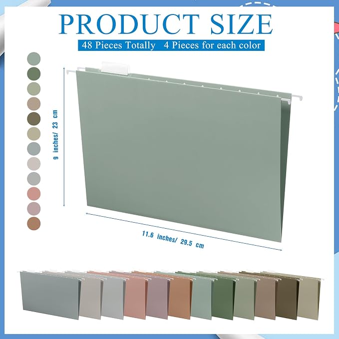 Yaomiao 48 Pcs 11.6 x 9 Inches Decorative Hanging File Folders - Image 2