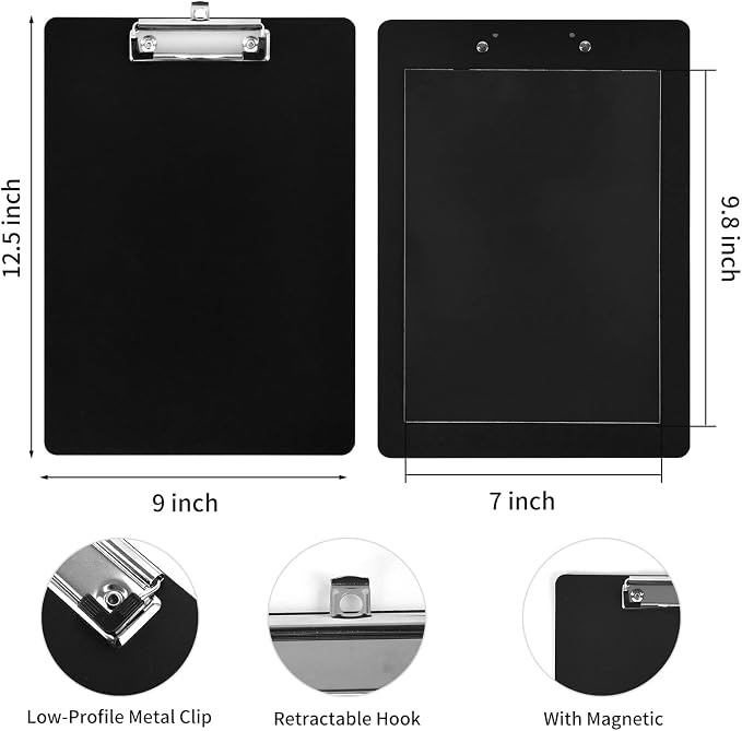 6 Pieces Magnetic Clipboards Letter Size Clipboards Black Clip Board - Image 2