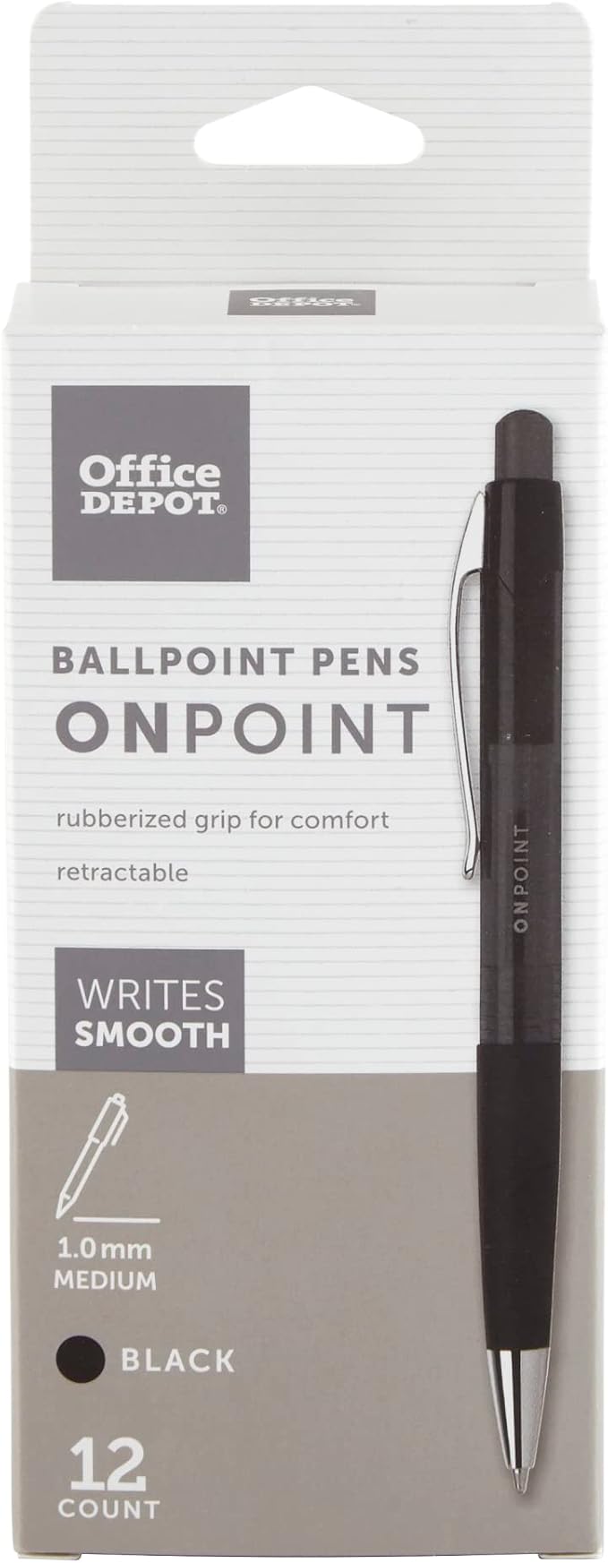 FORAY Office Depot Soft-Grip Retractable Ballpoint Pens, Medium Point, 1.0 mm by FORAY
