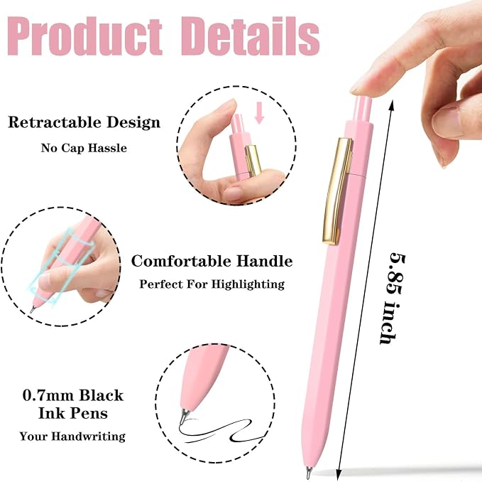 Piochoo Ballpoint Pens, 0.7mm Retractable Pen, Medium Point Pen Set - Image 2