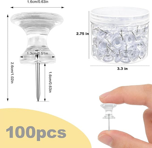 100 pcs Large Clear Push Pins for Bulletin Board - Image 2